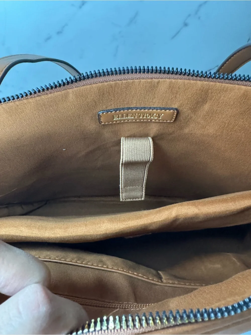 NWT Ellen Tracy Woven Laptop Tote Bag Brown Work Office